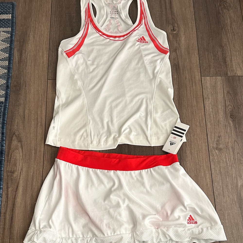 NWT Adidas Women's White and Red Activewear Tennis Set Formotion